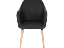 Silla de comedor Vaasa T381 (juego de 6), polipiel, negro, patas claras