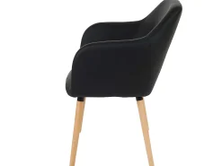 Silla de comedor Vaasa T381 (juego de 6), polipiel, negro, patas claras