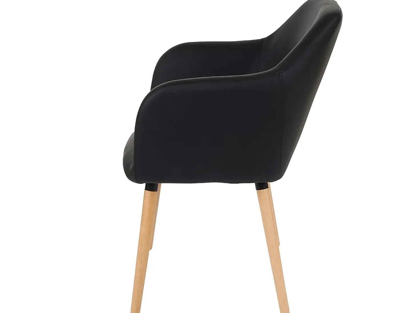 Silla de comedor Vaasa T381 (juego de 6), polipiel, negro, patas claras