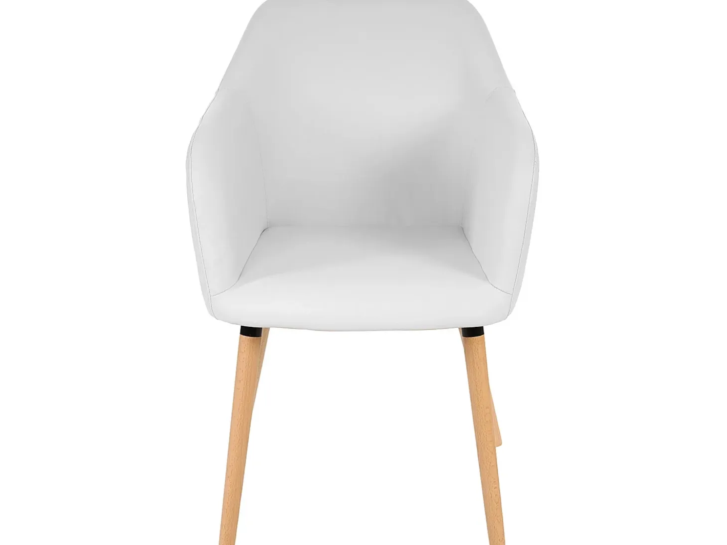 Silla de comedor Vaasa T381, polipiel, blanco, patas claras