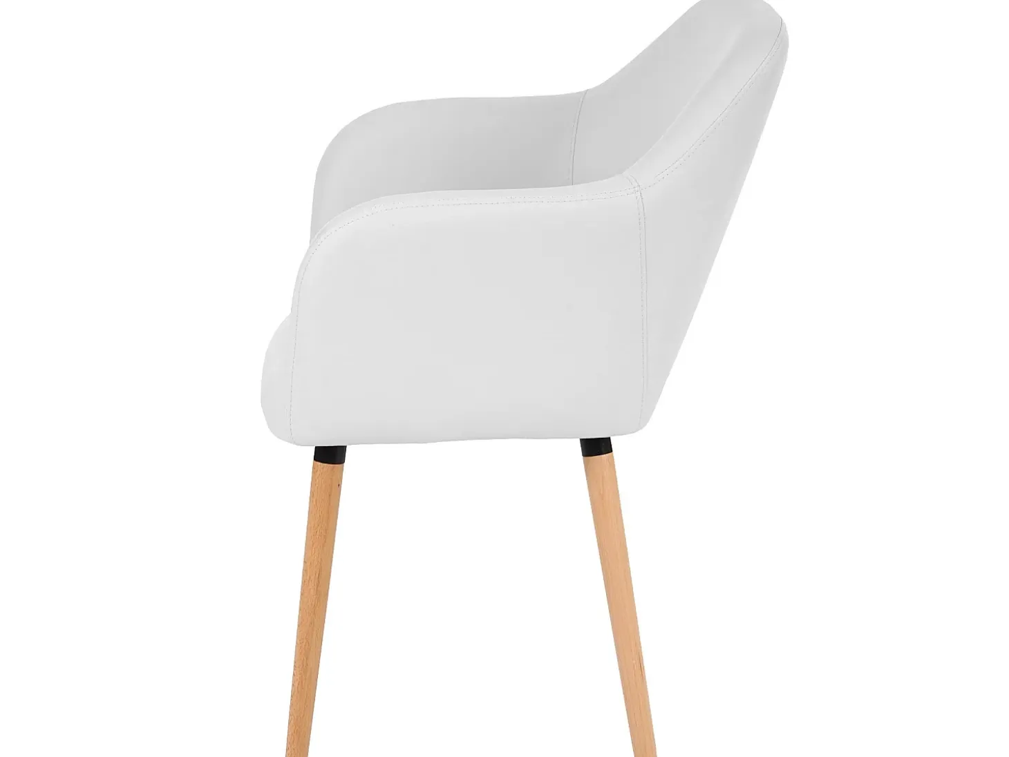 Silla de comedor Vaasa T381, polipiel, blanco, patas claras