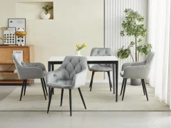 Silla de comedor Valora LUKK – Terciopelo gris plateado con patas negras x 1