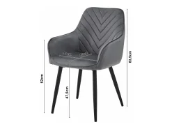 Silla de comedor Valora WAAV – Terciopelo gris oscuro con patas negras x 1