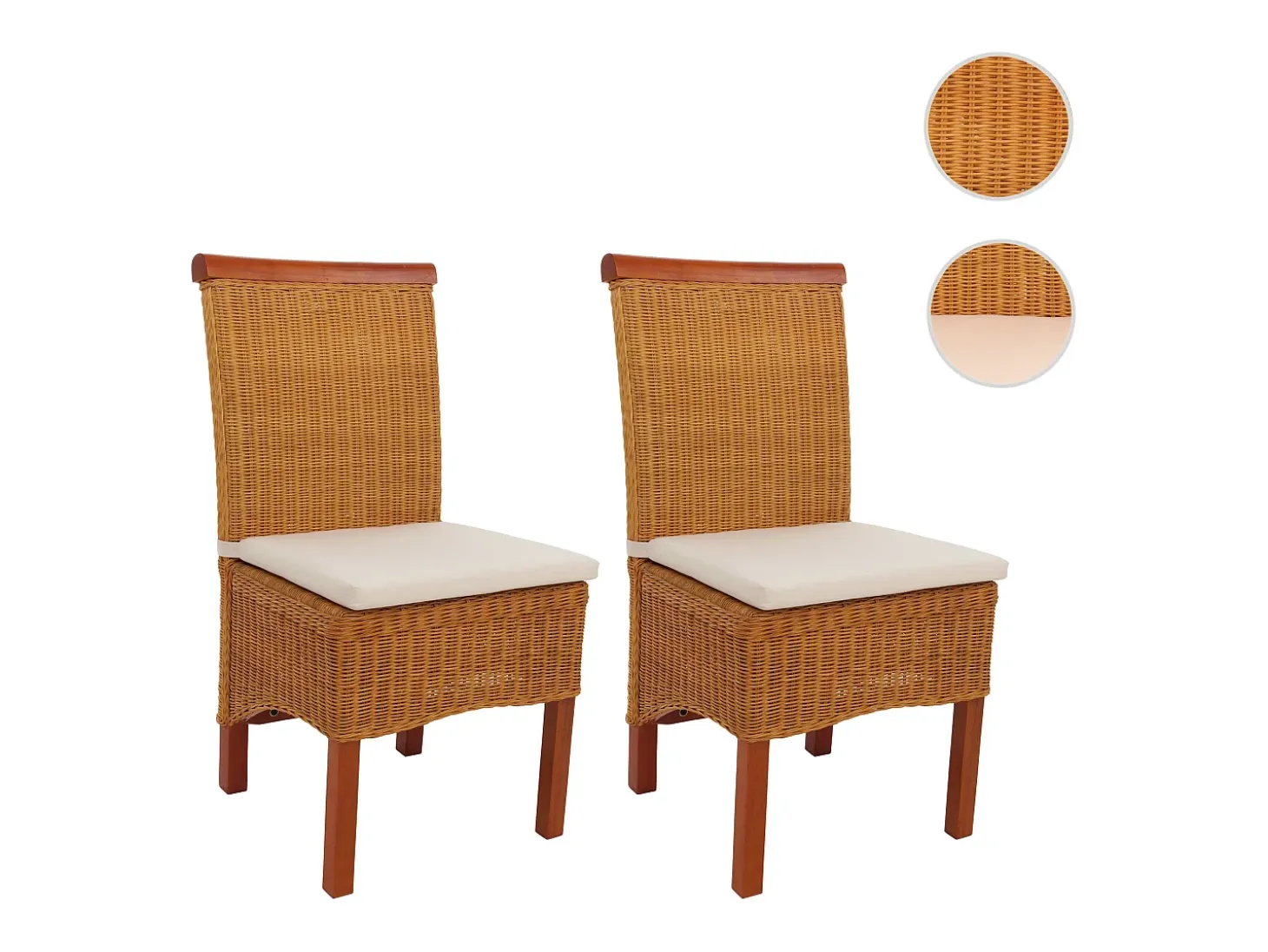 Silla de comedor Var (set de 2), con cojín de asiento