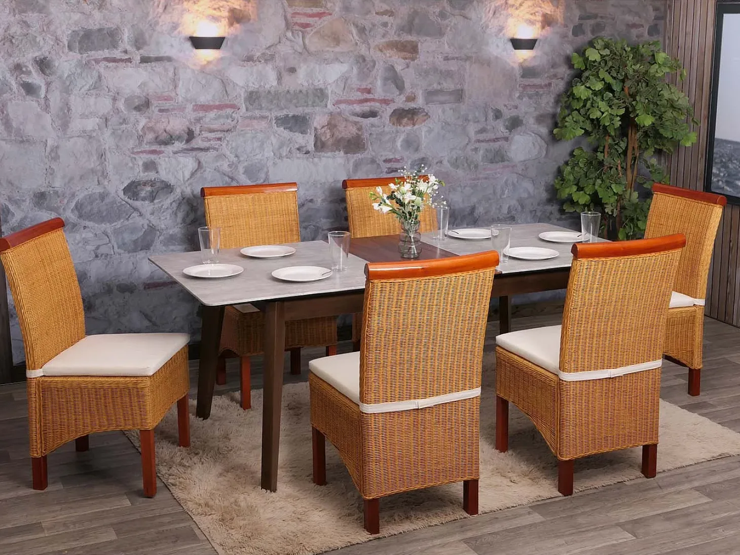 Silla de comedor Var (set de 2), con cojín de asiento