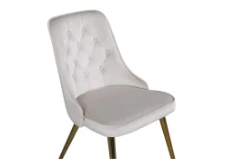 Silla de comedor VelvetDeluxe en terciopelo beige, decoración en latón.