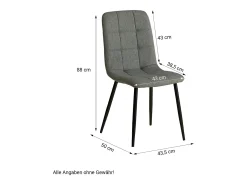 Silla de comedor 43,5x88x50 cm gris eames