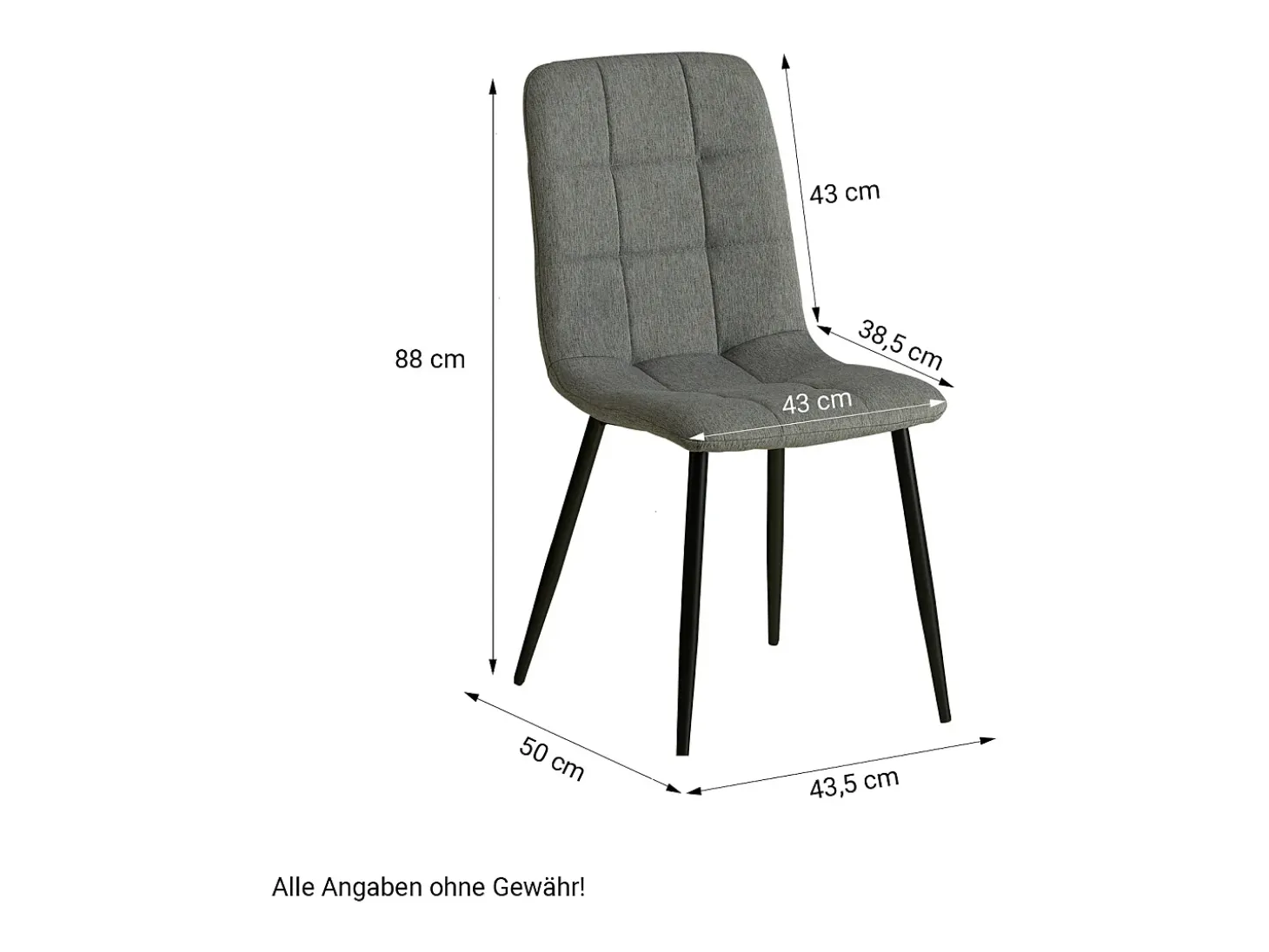 Silla de comedor 43.5x88x50 cm gris Eames