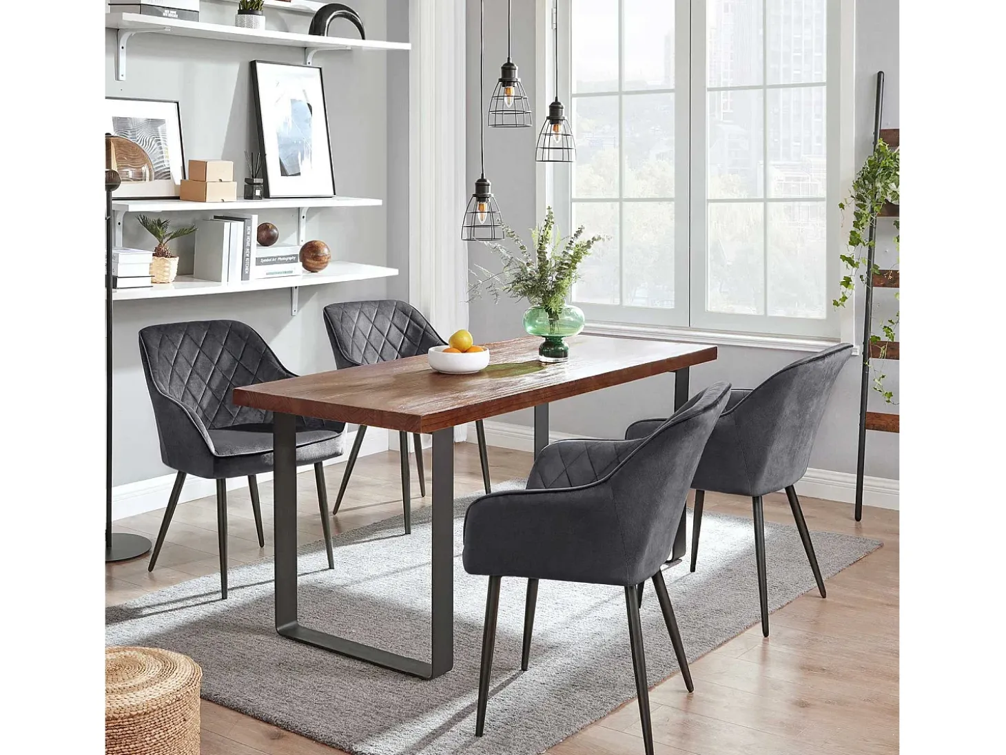 Silla de comedor 62.5x60x85 cm Gris