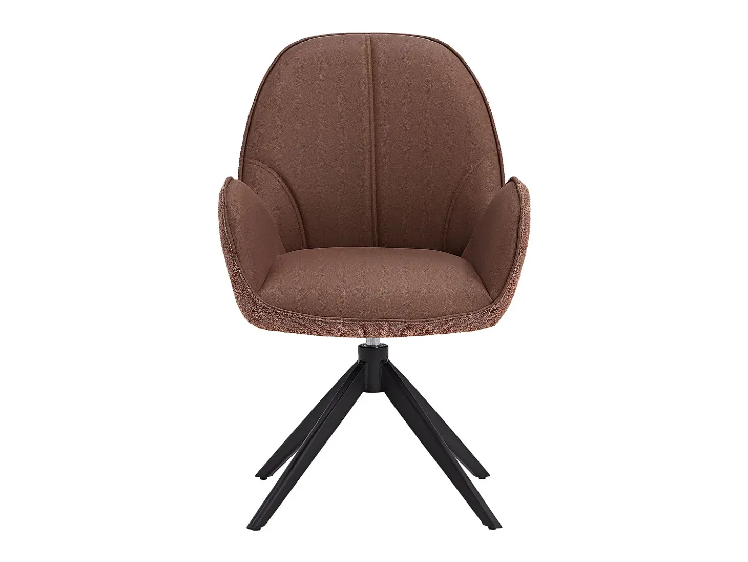 Silla de comedor 60x90x59 cm Marrón Moderno Silla Egg Tapizada en Bouclé Sillón de cuero con brazos