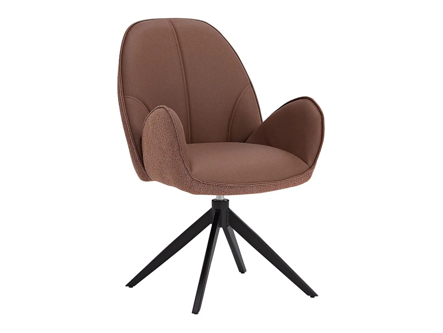 Silla de comedor 60x90x59 cm Marrón Moderno Silla Egg Tapizada en Bouclé Sillón de cuero con brazos