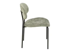Silla de diseño AKOZ con tejido suave de alta gama y estructura de acero negro mate-Color ribete verde crudo
