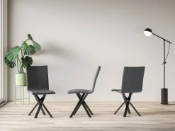 Silla de diseño Artemis en piel sintética con patas entrelazadas antracita-Color Marrón claro
