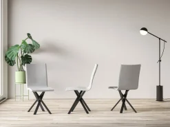 Silla de diseño Artemis en piel sintética con patas entrelazadas antracita-Color Marrón claro
