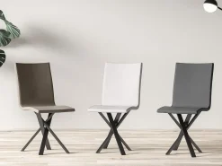 Silla de diseño Artemis en piel sintética con patas entrelazadas antracita-Color Marrón claro