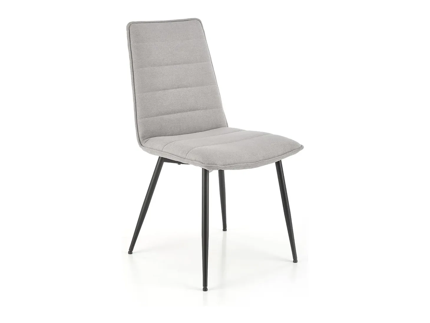 Silla de diseño Assia de tela gris con patas de metal negro