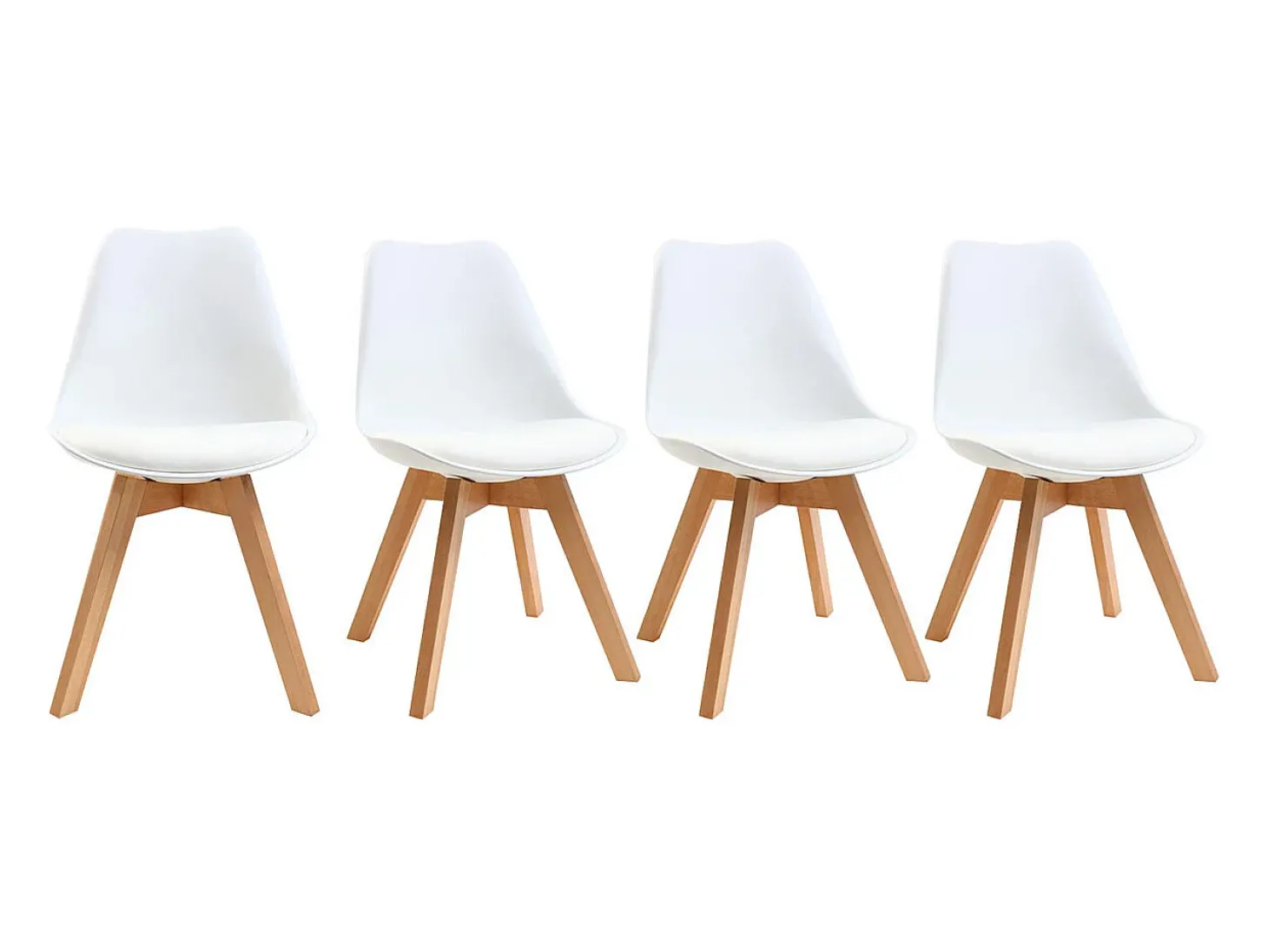 Silla de diseño blanco lote de 4 PAULINE