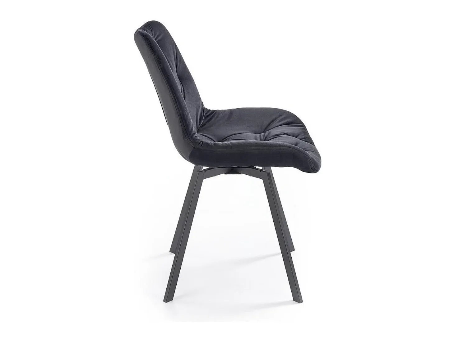 Silla de diseño Brino tapizada en metal y terciopelo negro