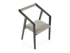 Silla de diseño con estructura de madera maciza negra y OCTANT de terciopelo gris