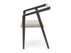 Silla de diseño con estructura de madera maciza negra y OCTANT de terciopelo gris