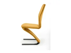 Silla de diseño de terciopelo amarillo con pata en U de metal negro VIDAR