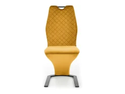 Silla de diseño de terciopelo amarillo con pata en U de metal negro VIDAR