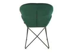 Silla de diseño de terciopelo verde y estructura de metal negro AYA