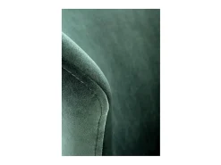 Silla de diseño de terciopelo verde y estructura de metal negro AYA