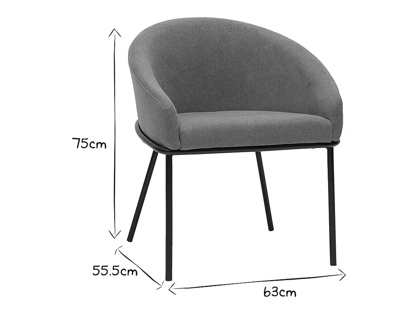 Silla de diseño de terciopelo chenilla beige y metal negro JENNA