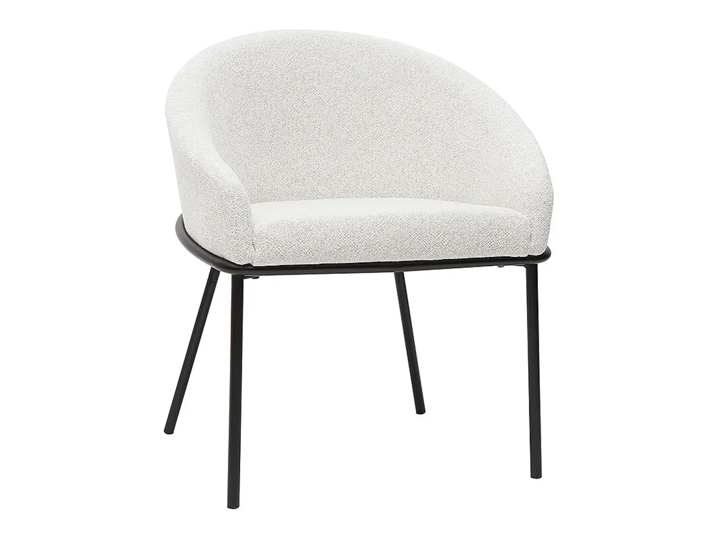 Silla de diseño de terciopelo chenilla beige y metal negro JENNA