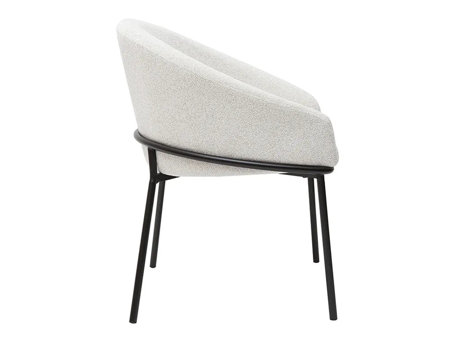 Silla de diseño de terciopelo chenilla beige y metal negro JENNA
