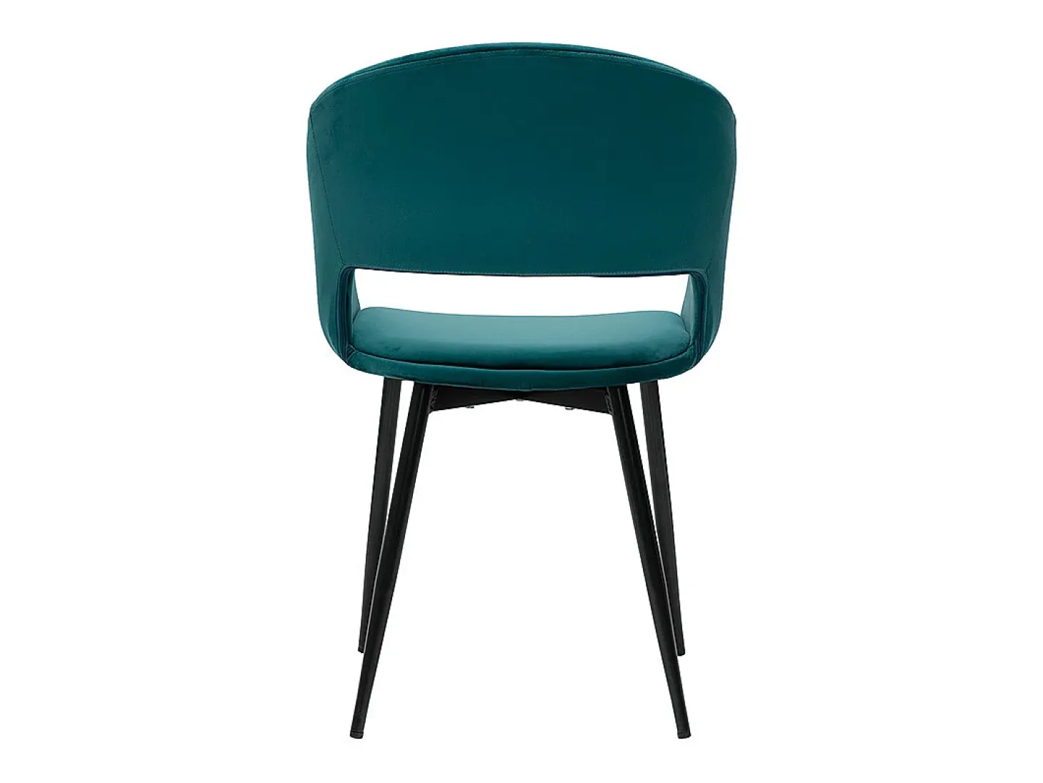Silla de diseño de terciopelo azul petróleo y patas de metal negro PRISMA