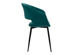 Silla de diseño de terciopelo azul petróleo y patas de metal negro PRISMA