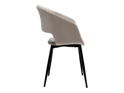 Silla de diseño de terciopelo color topo con patas de metal negro PRISMA
