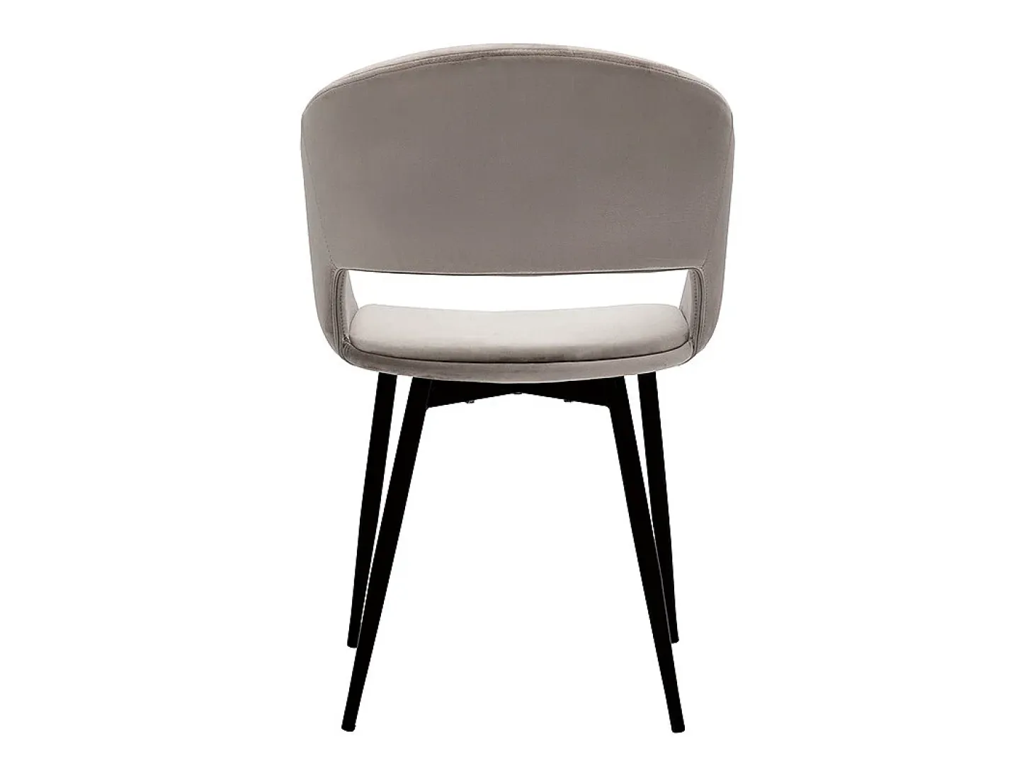 Silla de diseño de terciopelo color topo con patas de metal negro PRISMA