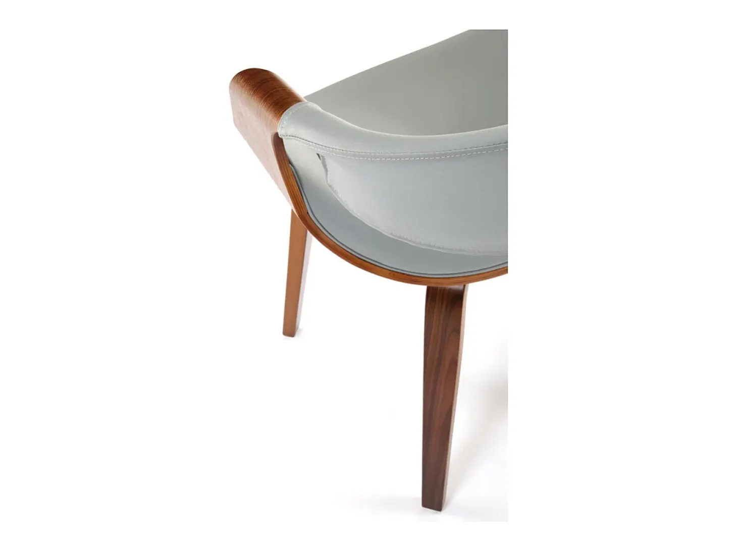 Silla de diseño en nogal y ecopiel gris Acebo