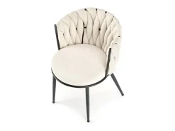 Silla de diseño en tejido beige con estructura de metal negro Closer