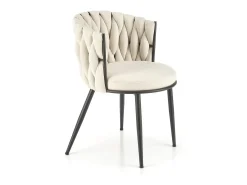 Silla de diseño en tejido beige con estructura de metal negro Closer