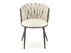 Silla de diseño en tejido beige con estructura de metal negro Closer
