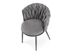 Silla de diseño en tejido gris con estructura de metal negro Closer