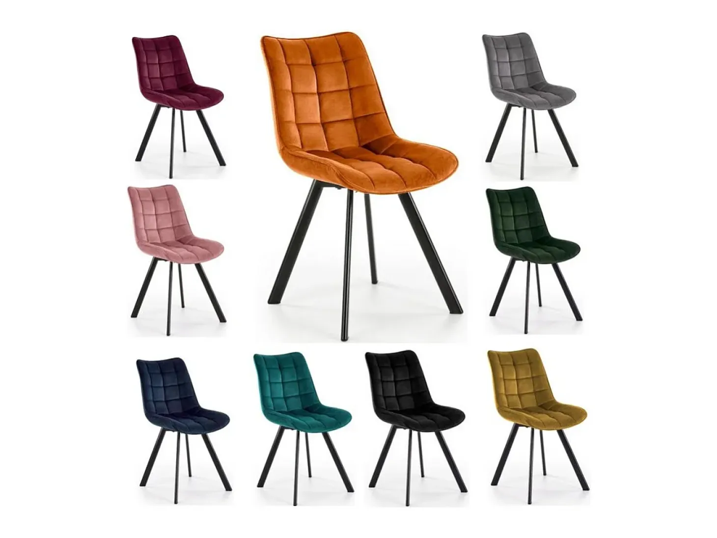 Silla de diseño en tejido canela con patas de metal Liberty negro