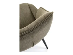 Silla de diseño en tejido verde oliva con patas de metal negro Ricardo