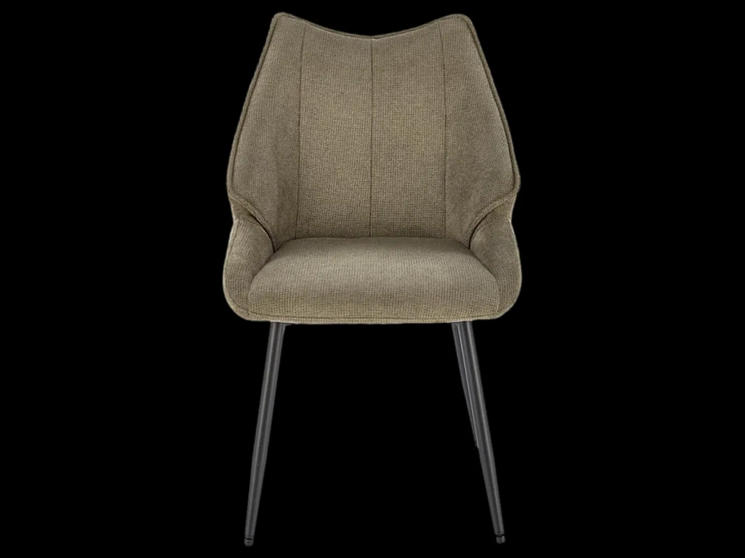 Silla de diseño en tejido verde oliva con patas de metal negro Ricardo