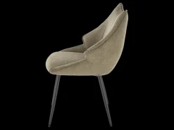 Silla de diseño en tejido verde oliva con patas de metal negro Ricardo