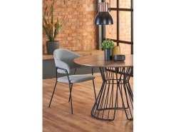 Silla de diseño en tejido gris claro y estructura de acero Cardiff negro