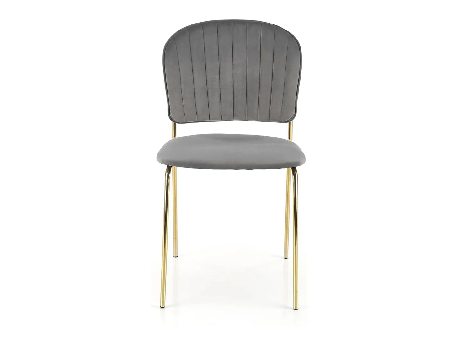 Silla de diseño en terciopelo gris con estructura de metal dorado Rest.