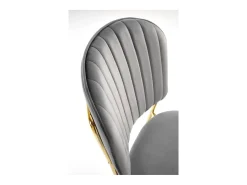 Silla de diseño en terciopelo gris con estructura de metal dorado Rest.