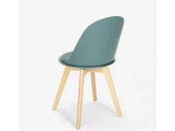 Silla de diseño escandinavo de madera con cojín cocina comedor Bib Nordica - Verde oscuro