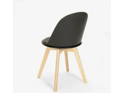 Silla de diseño escandinavo de madera con cojín cocina comedor Bib Nordica - Negro