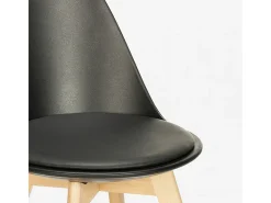 Silla de diseño escandinavo de madera con cojín cocina comedor Bib Nordica - Negro